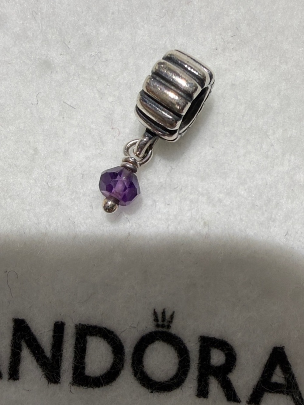 Pandora Amethyst Ribbed/February Birthstone Dangle
